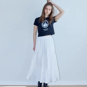 White Tiered Maxi Skirt